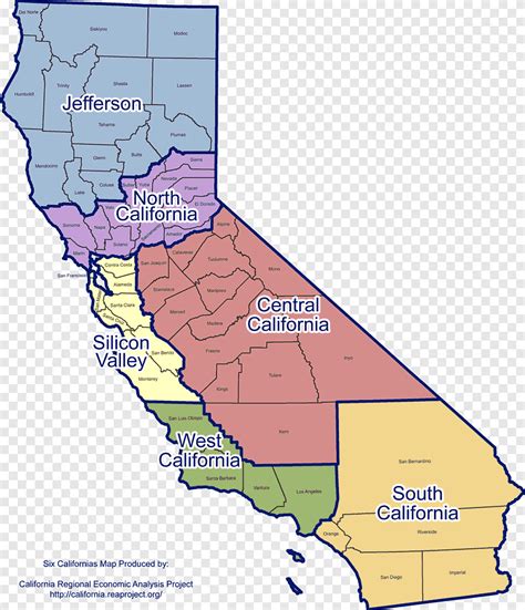 Central California Six Californias Silicon Valley Map, map, angle, plan ...