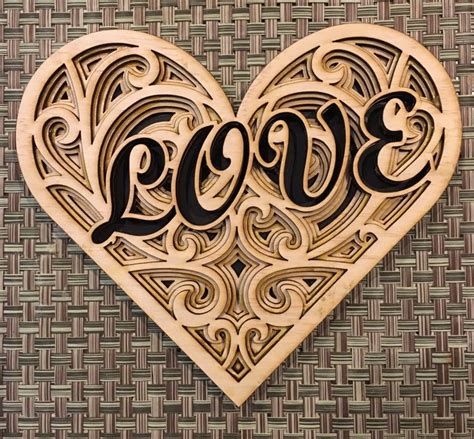 Love Heart 3D Layer Design | Scroll saw, Cardstock crafts, Laser art