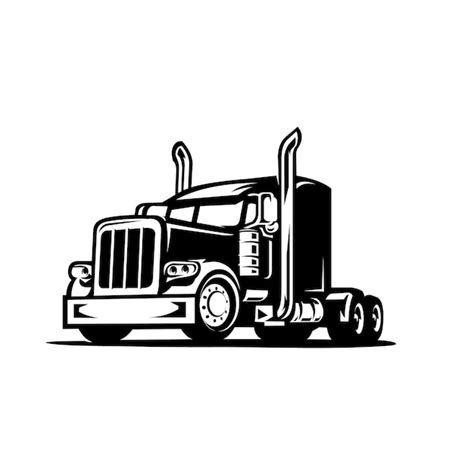 Premium Vector | Semi Truck 18 Wheeler Monochrome Side View Silhouette ...