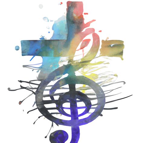 Cross with Watercolor Music Notes · Creative Fabrica