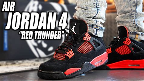 Air Jordan 4 Red Thunder Review and On Foot in 4K - YouTube