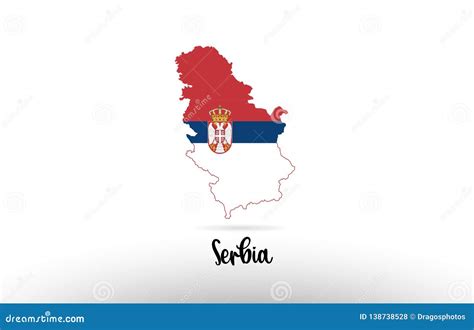 Serbia Country Flag Inside Map Contour Design Icon Logo Stock Vector ...