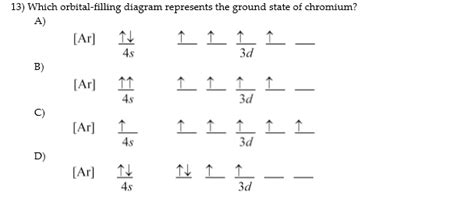 Solved 13) Which orbital-filling diagram represents the | Chegg.com