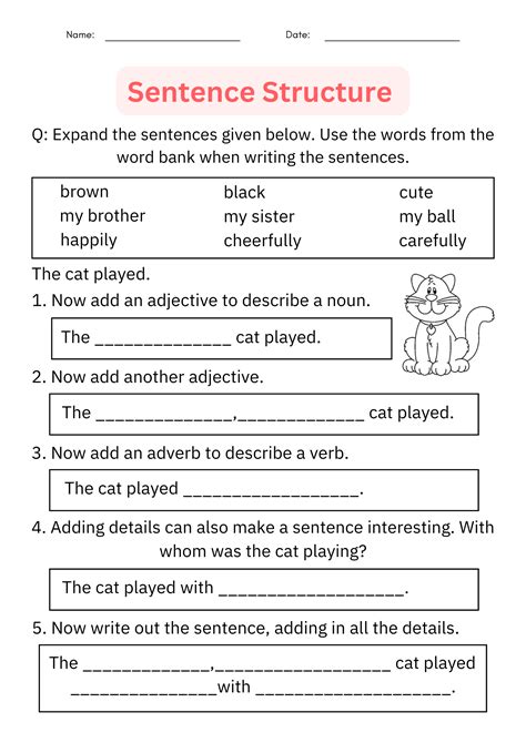 Free 2nd grade sentence structure worksheet, Download Free 2nd grade ...