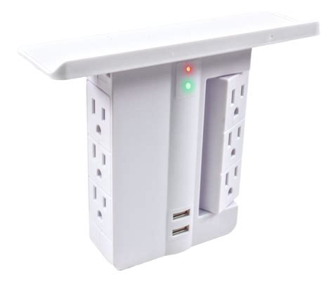 Socket Shelf Cordless Wall Outlet Extender With 6-Outlets And USB Ports ...