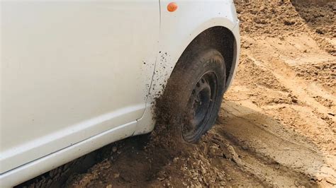 Car stuck girl in mud with spinning wheel 🛞 | girl car stuck ...