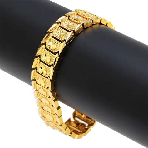 Fashion Heart Men Bracelet Beautiful Male Jewelry 24K Gold Bracelet ...