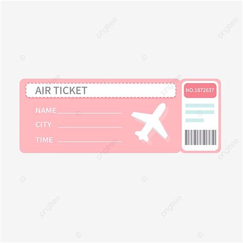 Plane Ticket PNG Transparent, Cartoon Pink Plane Ticket Illustration ...