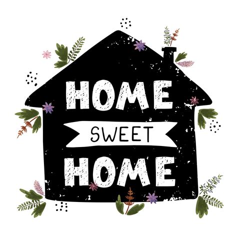 Home sweet Home - fun hand drawn poster with lettering 5172520 Vector ...