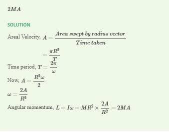 # If A is the areal velocity of a planet of mass M, its angular ...