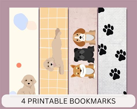 Dog Bookmark for Kid, Printable Dog Bookmarks, Printable Bookmarks for ...