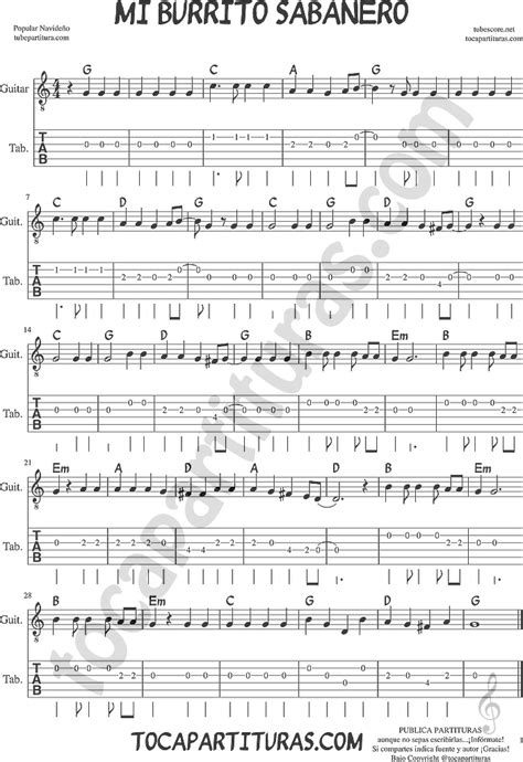 tubescore: Mi Burrito Sabanero Tab Sheet Music for Guitar Traditional ...