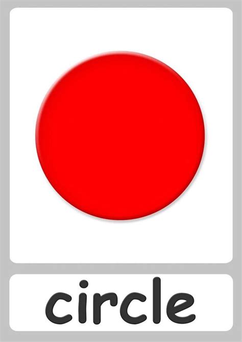 a red circle with the word circle on it in front of a white square that ...