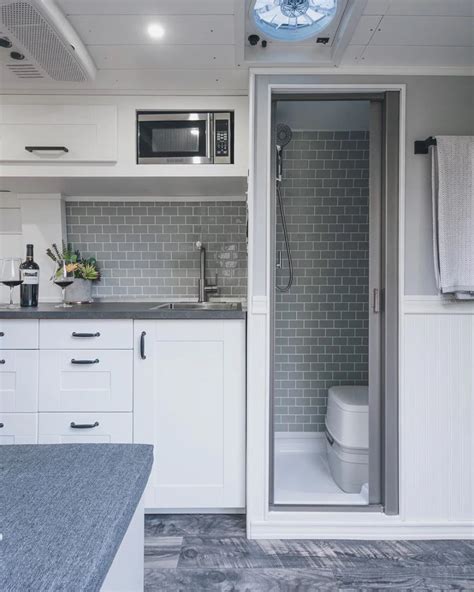 Camper Van Shower, Camper Bathroom, Bathroom Layouts, Bathroom Ideas ...