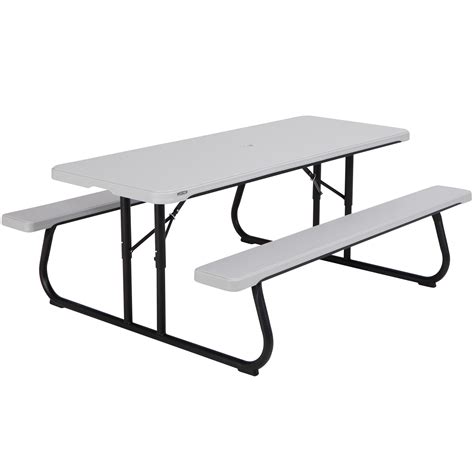 Lifetime 60265 30" x 72" Rectangular Gray Plastic Folding Picnic Table ...