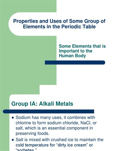 Properties and Uses of Some Group of Elements in The Periodic Table ...