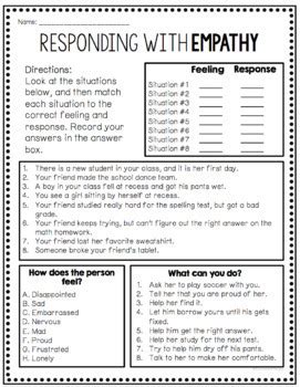 Empathy Worksheets - Free! by Counselor Chelsey | TpT