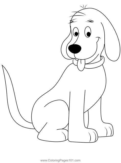 Sitting Clifford Coloring Page for Kids - Free Clifford the Big Red Dog ...