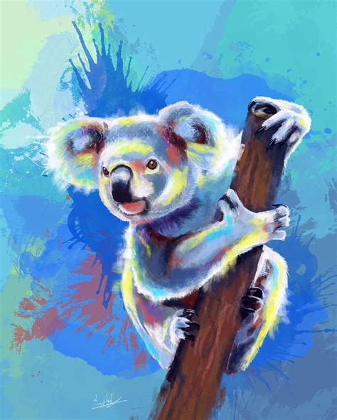 Koala Bear, digital painting. This one was a lot of fun to draw. Koalas ...