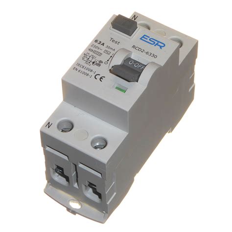 Buy 63 Amp 30mA RCD RCCB Trip Switch Double Pole DIN Rail Single Phase ...