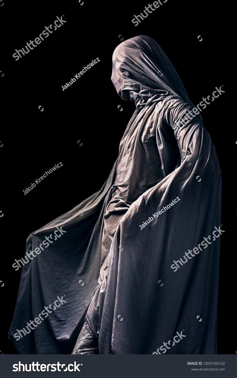 Scary Ghost Isolated On Black Background Stock Photo 1859760142 ...