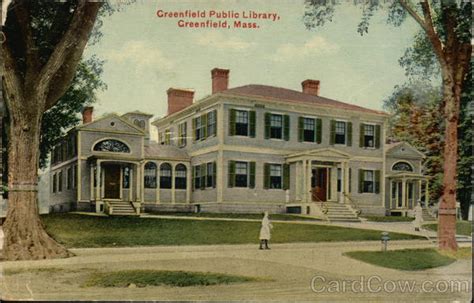 Greenfield Public Library Massachusetts Postcard