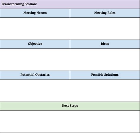 Brainstorming Agenda Template - Team Agendas