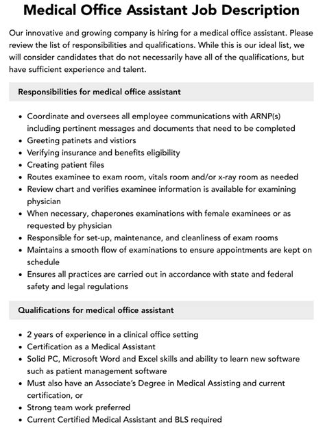 Arriba 77+ imagen medical office assistant job description - Abzlocal.mx