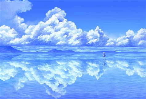 Anime Cloud, pretty, scenic, cg, bonito, sweet, anime, blue white ...