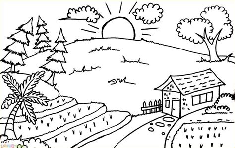 45 Koleksi Gambar Pemandangan Sawah Bagus HD | Nature drawing for kids ...