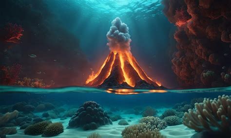 Premium AI Image | Underwater Volcanoes in the Ocean Floor