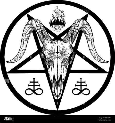 Baphomet pentagram. Goat skull. Vector illustration Stock Vector Image ...