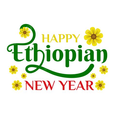 Happy Ethiopian New Year Calligraphy Greeting Text And Flowers ...