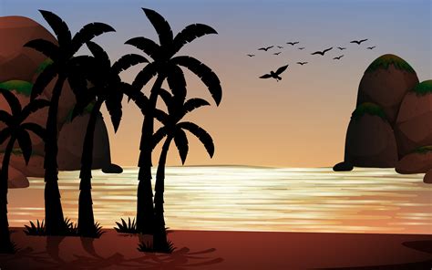 Beach Sunset Silhouette Svg