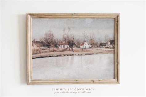 Vintage Printable Art Download Frozen Pond Winter Landscape 19th ...