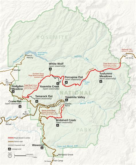 Printable Yosemite National Park Map