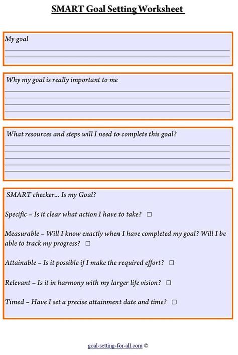 Smart Goal Setting Worksheet Examples