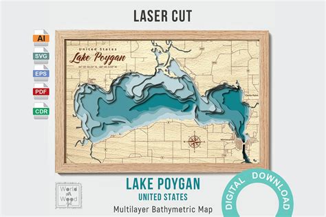 Lake Poygan map, Wisconsin – Multilayer Map Digital Files – PDF, Svg ...