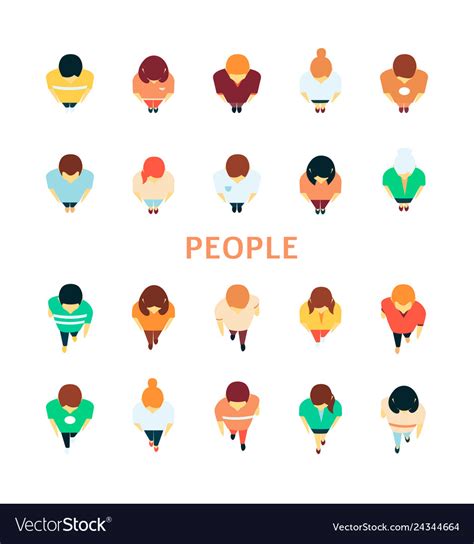 People in crowd top view icon set Royalty Free Vector Image