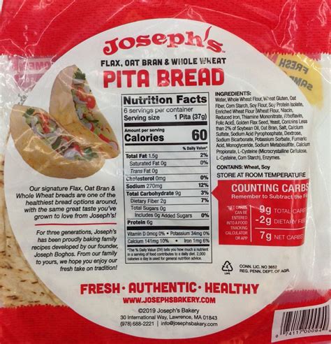 Joseph's Bakery Flax, Oat Bran & Whole Wheat Pita Bread