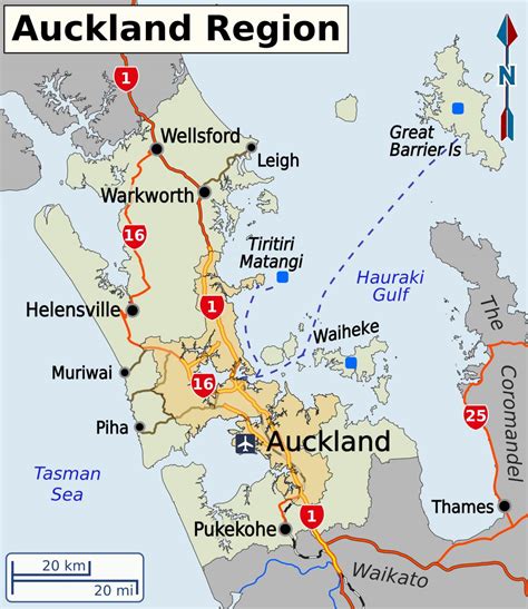 Auckland region map - Map of Auckland region (New Zealand)