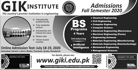 Ghulam Ishaq Khan Institute of Engineering Sciences & Technology, Swabi ...