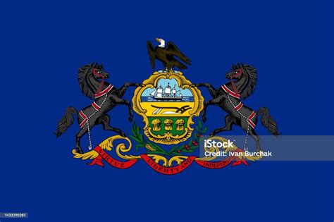 Flag Of Pennsylvania Official Colors Flat Vector Illustration Stock ...