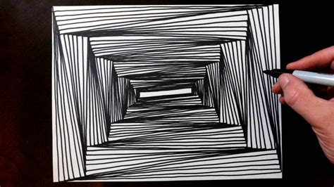 How to Draw 1 Point Perspective Line Illusions - YouTube