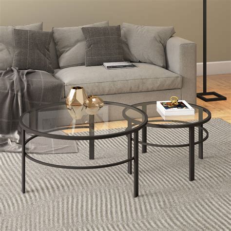 Evelyn&Zoe Contemporary Nesting Coffee Table Set with Glass Top ...