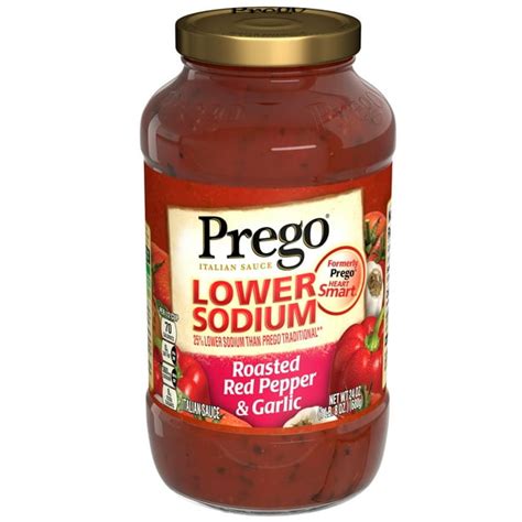 Prego Lower Sodium Pasta Sauce, Roasted Red Pepper & Garlic Italian ...