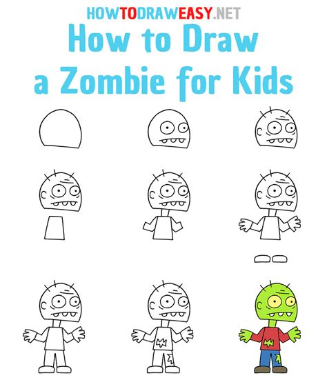 How to Draw a Zombie for Kids - How to Draw Easy