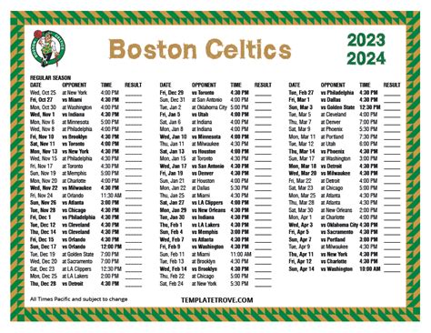 Printable 2023-2024 Boston Celtics Schedule