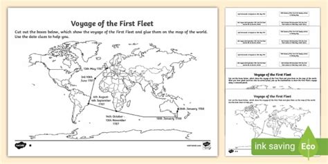 The First Fleet Mapping the Voyage Differentiated Worksheet