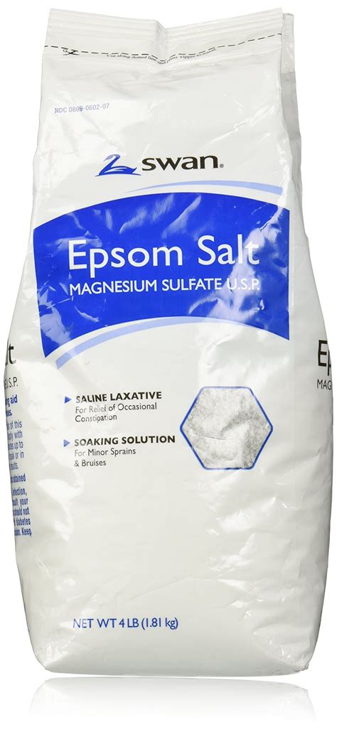 Swan Epsom Salt 4LB - Pure and High-Quality Magnesium Sulfate Crystals